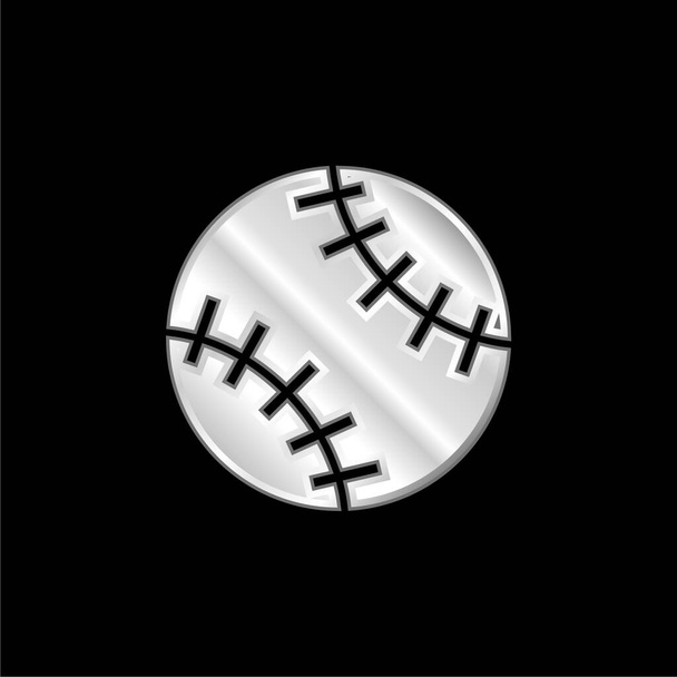 Baseball Ball silver plated metallic icon - Vector, Image