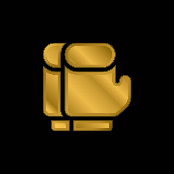 Boxing Gloves gold plated metalic icon or logo vector - Vector, Image