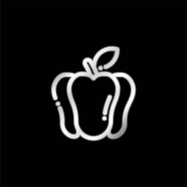 Bell Pepper silver plated metallic icon - Vector, Image