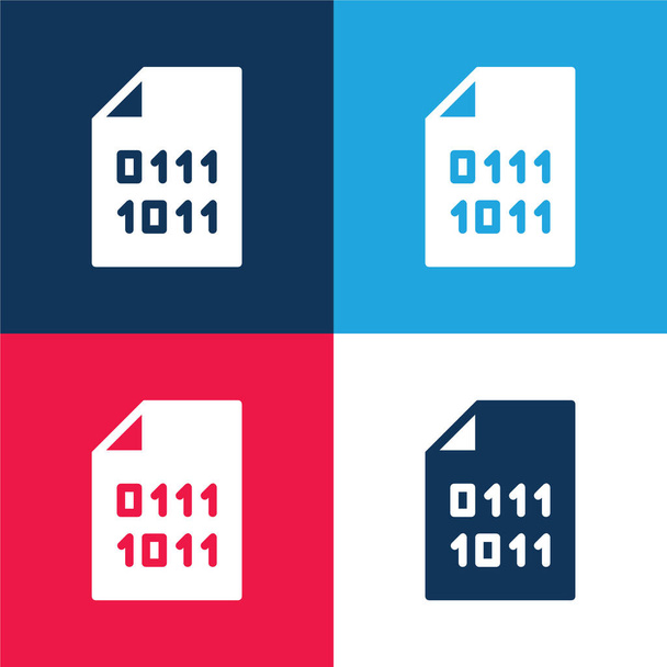 Code binaire bleu et rouge quatre couleurs minimum jeu d'icônes - Vecteur, image