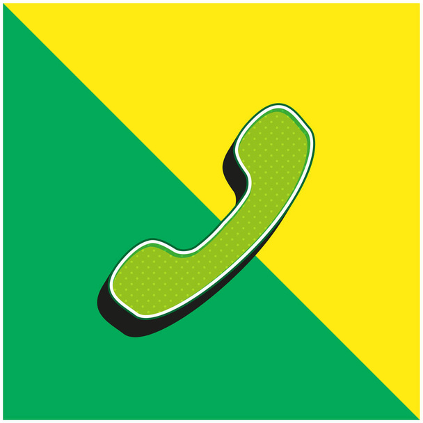Black Phone Auricular Green and yellow modern 3d vector icon - Вектор, зображення