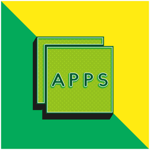 Apps Verde e amarelo moderno logotipo do ícone do vetor 3d - Vetor, Imagem