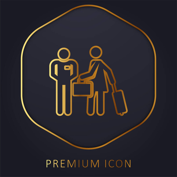 Bellboy gouden lijn premium logo of pictogram - Vector, afbeelding