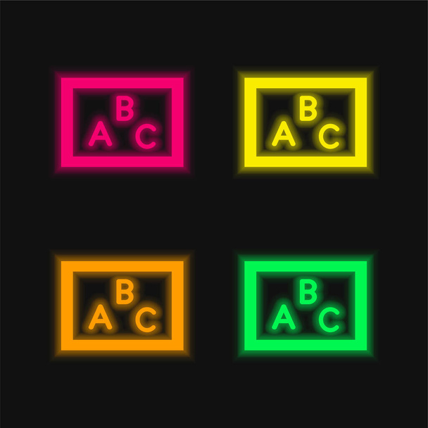 Tafel vier Farben leuchtenden Neon-Vektor-Symbol - Vektor, Bild