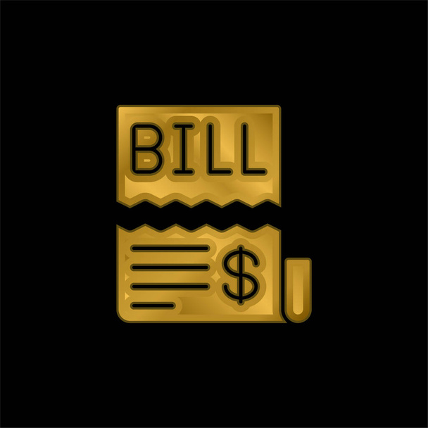 Bill gold plated metalic icon or logo vector - Vector, Image