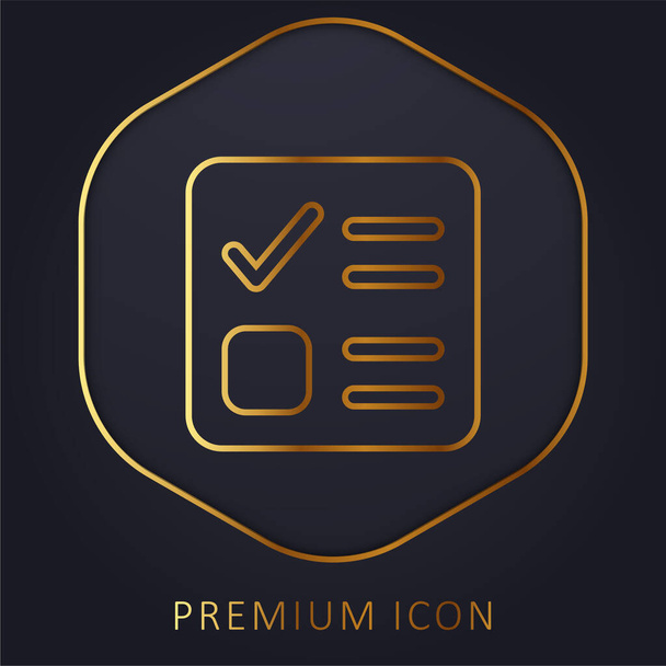 Ballot golden line premium logo or icon - Vector, Image