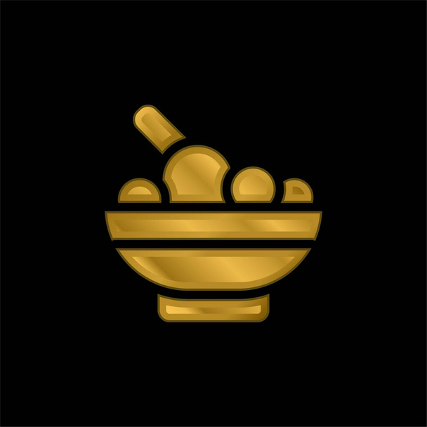 Bowl banhado a ouro ícone metálico ou vetor logotipo - Vetor, Imagem