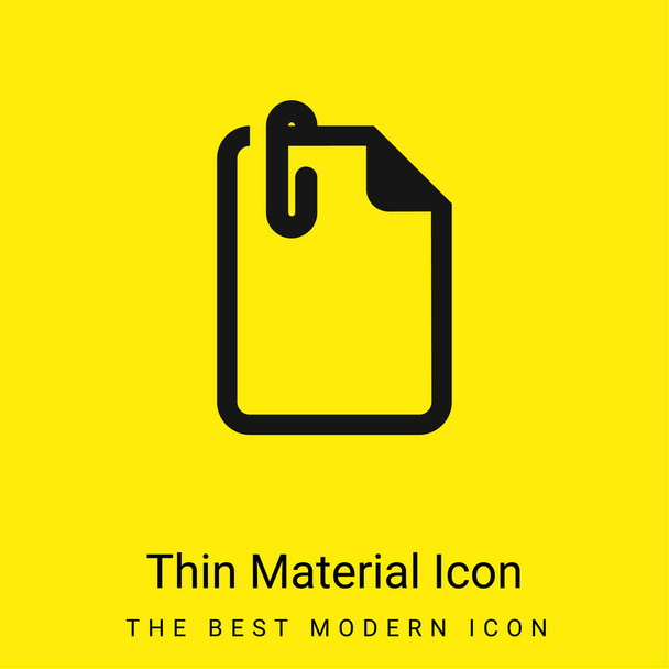 Adjuntar archivo mínimo icono de material amarillo brillante - Vector, imagen