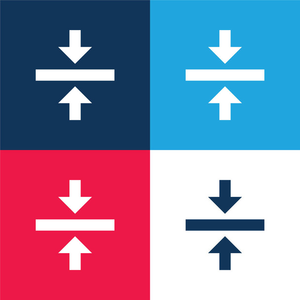 青と赤の4色の最小アイコンセットを合わせる - ベクター画像