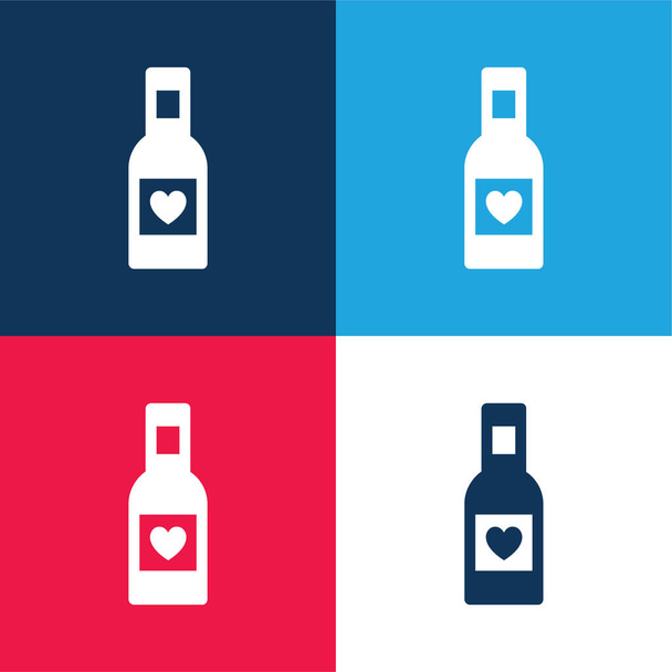 Pullo Viininsininen ja punainen nelivärinen minimaalinen kuvakesarja - Vektori, kuva