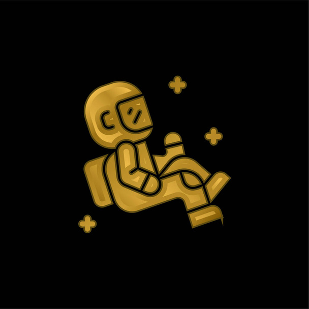 Astronaut gold plated metalic icon or logo vector - Vector, Image