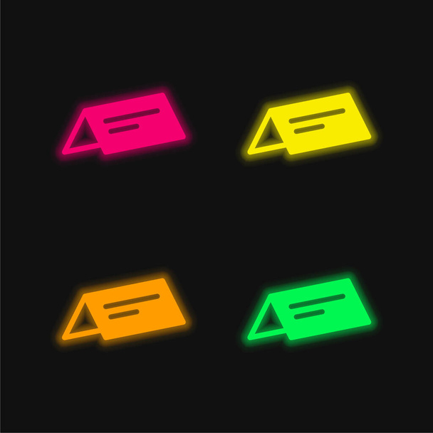 Boekte vier kleuren gloeiende neon vector icoon - Vector, afbeelding