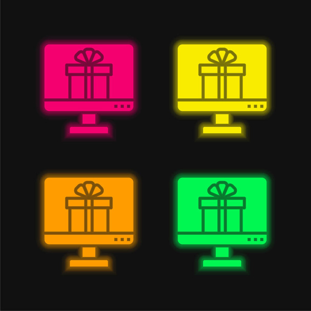 Aplikace čtyři barvy zářící neonový vektor ikona - Vektor, obrázek