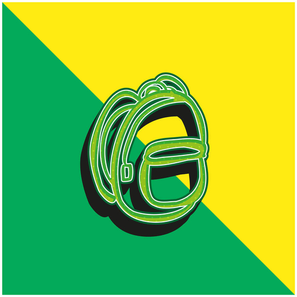 Backbag dibujado a mano contorno verde y amarillo moderno vector 3d icono logotipo - Vector, imagen