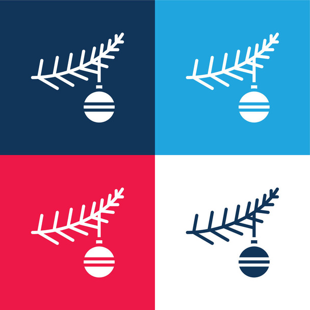 Ball niebieski i czerwony czterech kolorów minimalny zestaw ikon - Wektor, obraz