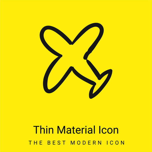 Avion dessiné à la main Décrivez l'icône matérielle jaune vif minimale - Vecteur, image