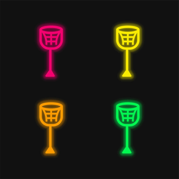 Basketball quatre couleurs brillant icône vectorielle néon - Vecteur, image