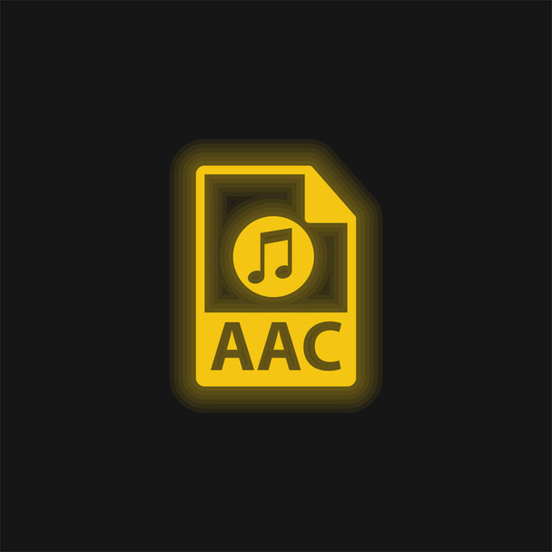 AAC Fájlformátum sárga ragyogó neon ikon - Vektor, kép