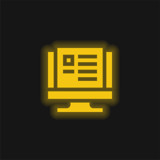 Блог жовтого сяючого неонового значка
 - Вектор, зображення