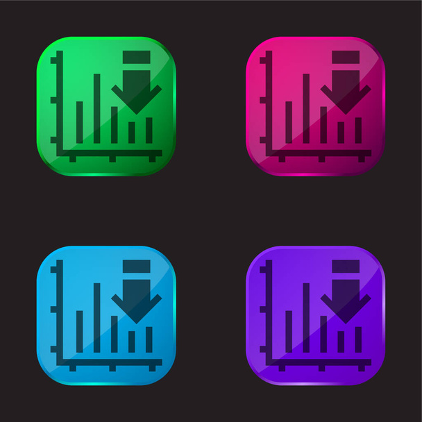 Panel Graf čtyři barevné sklo ikona - Vektor, obrázek