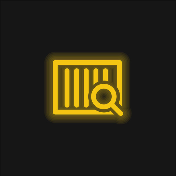 Barscode Buscar amarillo brillante icono de neón - Vector, Imagen