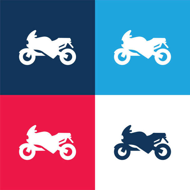 Bicicletta blu e rosso quattro colori minimo set di icone - Vettoriali, immagini