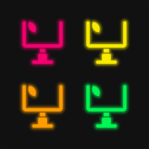 Amerikai futball Annotáció négy szín izzó neon vektor ikon - Vektor, kép
