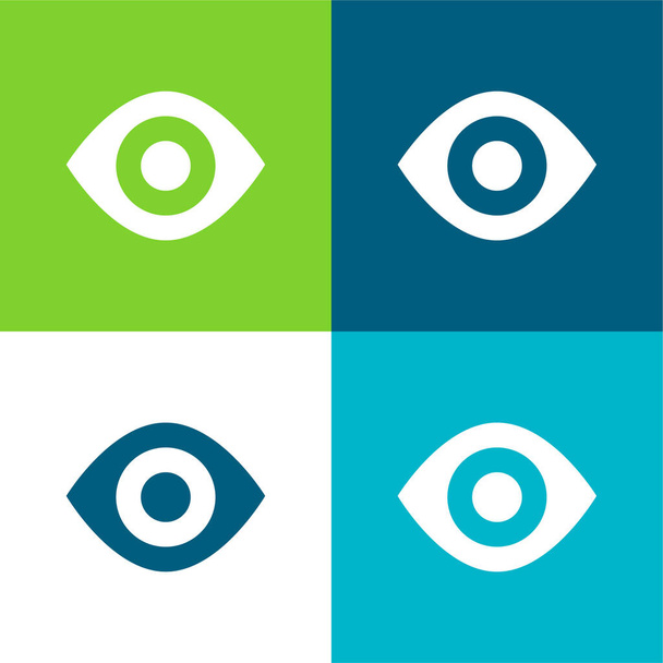 Ensemble d'icônes minimal quatre couleurs Black Eye Flat - Vecteur, image