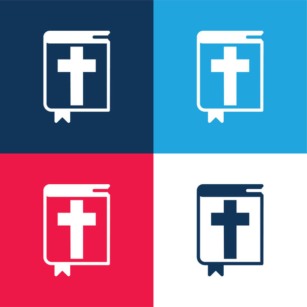 聖書の青と赤の4色の最小アイコンセット - ベクター画像