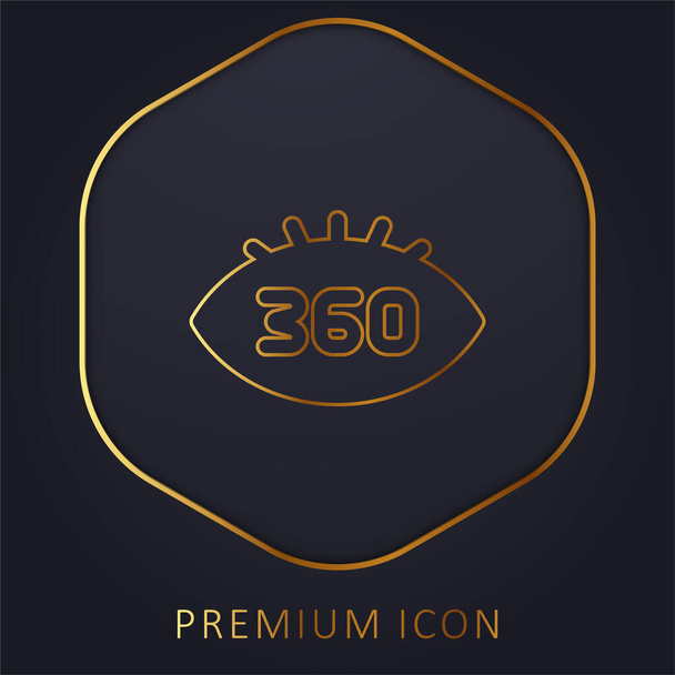 360 stupňů zlaté linie prémie logo nebo ikona - Vektor, obrázek