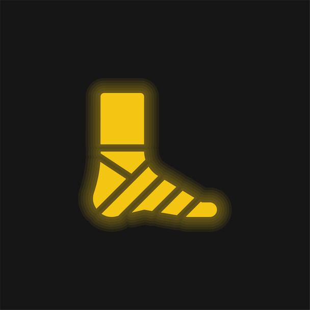 Kötszer sárga izzó neon ikon - Vektor, kép