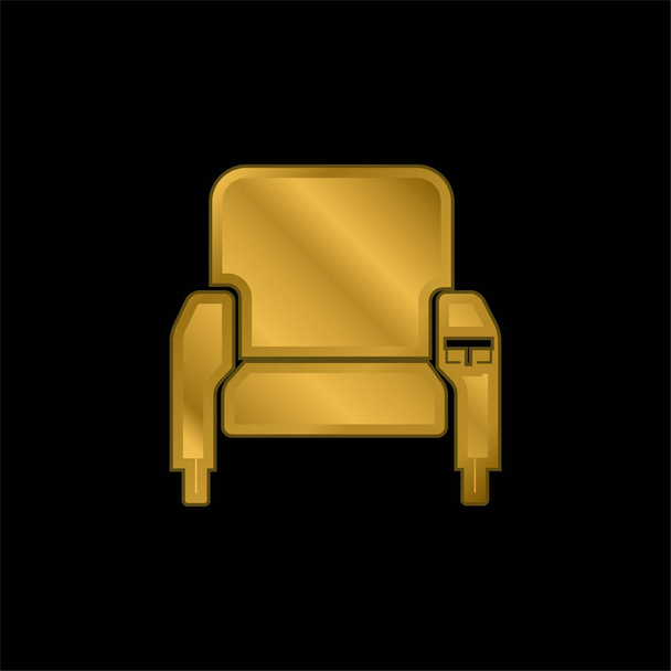 Позолоченная металлическая икона кресла или вектор логотипа - Вектор,изображение