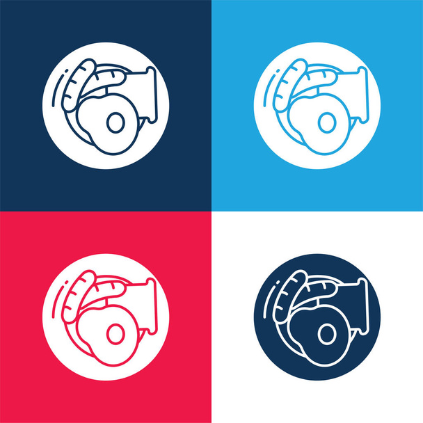 Colazione blu e rosso quattro colori set icona minimale - Vettoriali, immagini