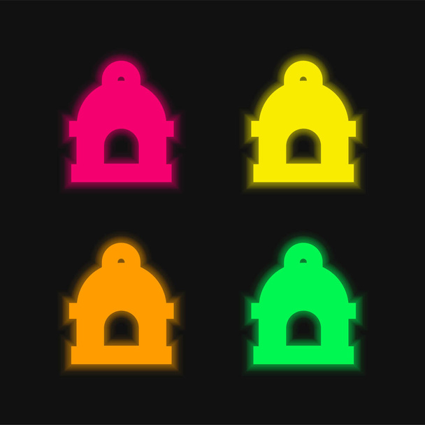 4-цветный светящийся неоновый векторный значок - Вектор,изображение