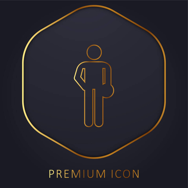 Bowling Silhouette arany vonal prémium logó vagy ikon - Vektor, kép