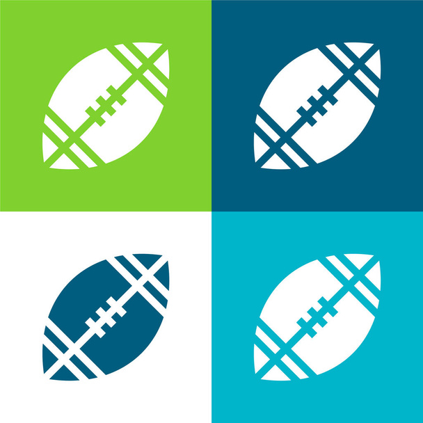 American Football Flat conjunto de iconos mínimos de cuatro colores - Vector, Imagen