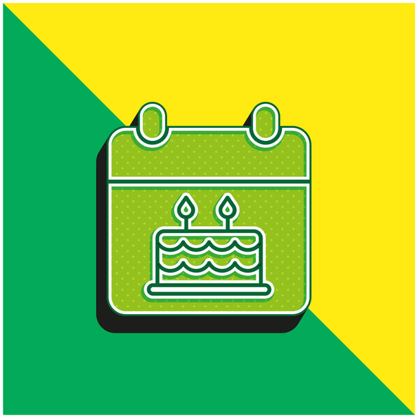 Birthday Green and yellow modern 3d vector icon logo - Vector, Image