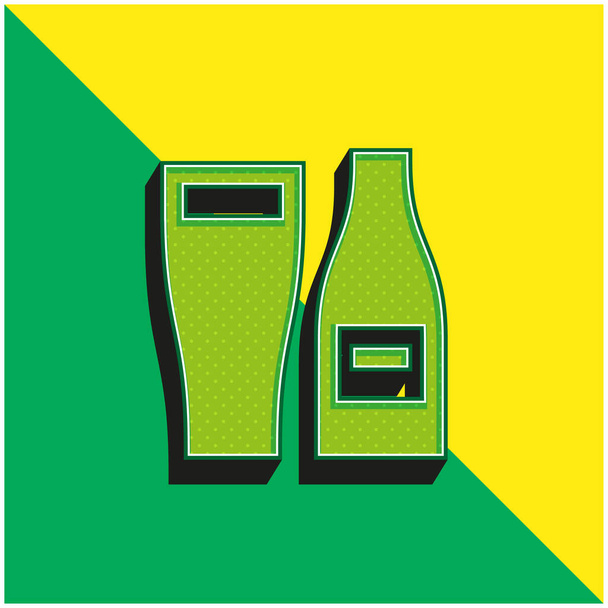 Olut Vihreä ja keltainen moderni 3d vektori kuvake logo - Vektori, kuva