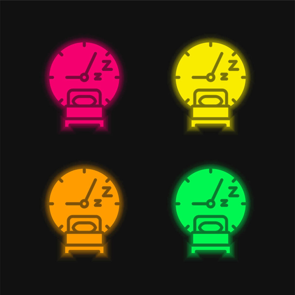 Bedtime four color glowing neon vector icon - Vector, Image