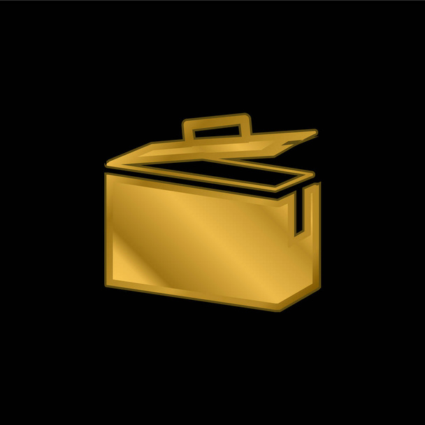 Ícone metálico banhado a ouro munição lata ou vetor logotipo - Vetor, Imagem