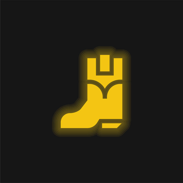 Boots keltainen hehkuva neon kuvake - Vektori, kuva