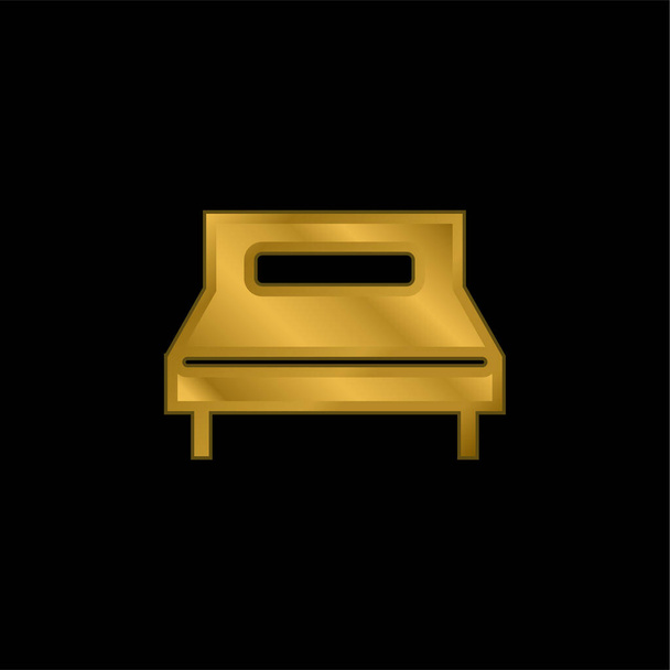 Büyük Çift Yatak altın kaplama metalik simge veya logo vektörü - Vektör, Görsel