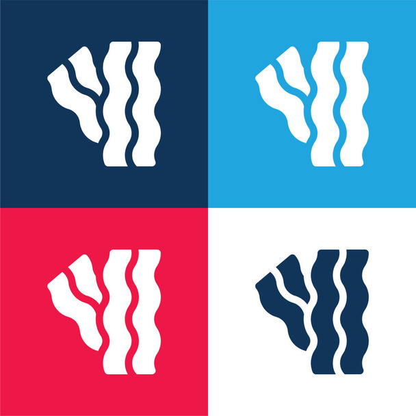 Bacon azul e vermelho quatro cores conjunto de ícones mínimos - Vetor, Imagem