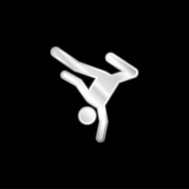 Breakdance plateado icono metálico - Vector, imagen