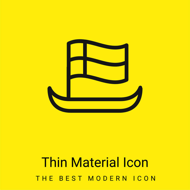Boot met vlag Schets minimaal helder geel materiaal icoon - Vector, afbeelding
