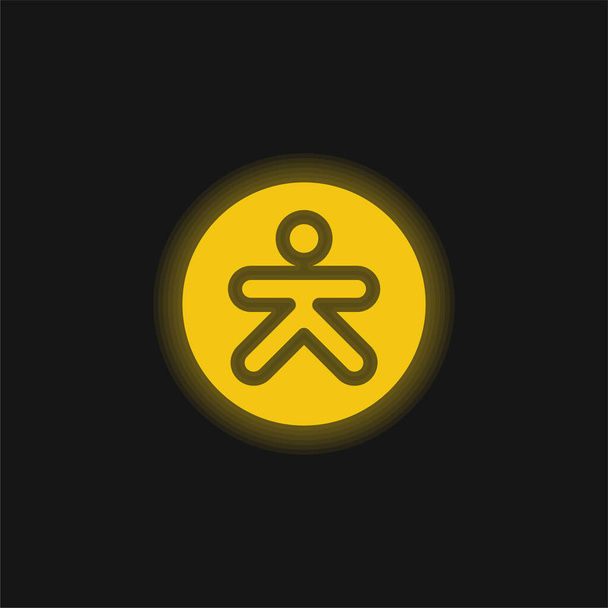 Accessibility yellow glowing neon icon - Vector, Image