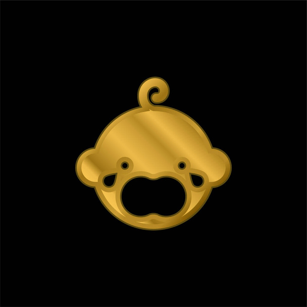Baby Crying banhado a ouro ícone metálico ou vetor logotipo - Vetor, Imagem