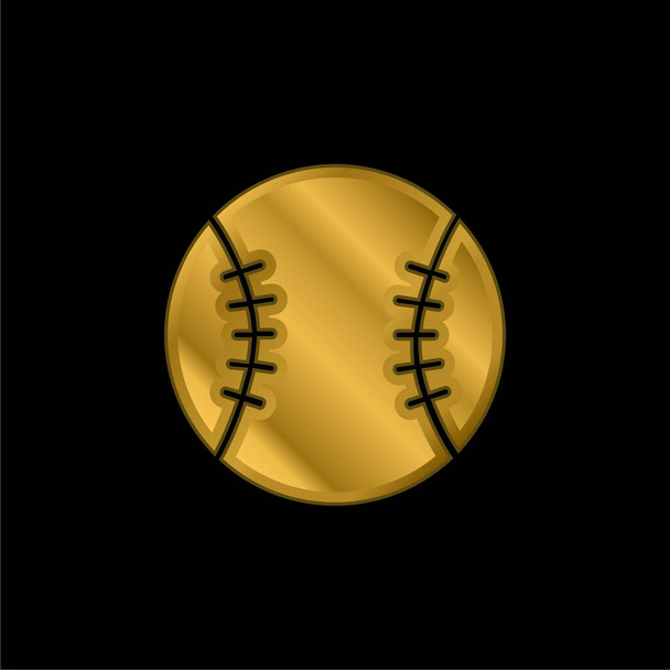 Baseball gold plated metalic icon or logo vector - Vector, Image