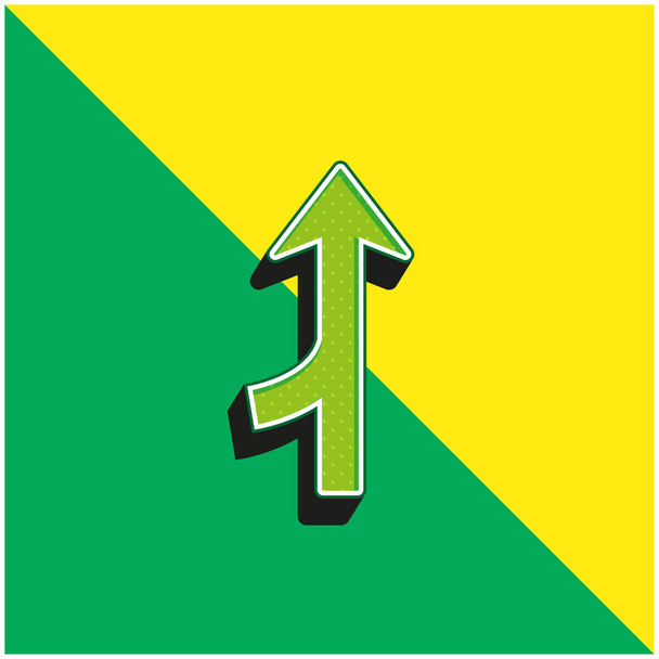 Pfeil-Merge-Symbol Grünes und gelbes modernes 3D-Vektorsymbol-Logo - Vektor, Bild