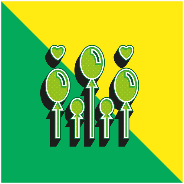 Зеленый шар и желтый современный 3D логотип векторной иконы - Вектор,изображение